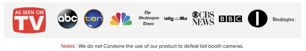 As seen on TV PhotoBlocker Spray License Plate Cover Red light Camera